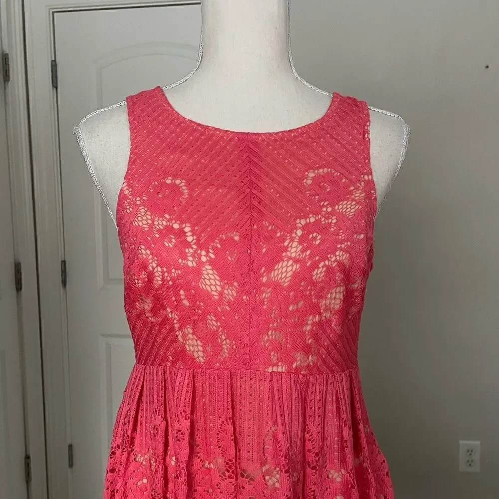 NWOT Free People Rocco Coral Pink Lace Babydoll Dress